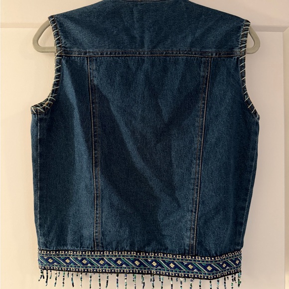 New Directions Beaded Blue Denim Vest Size Medium - Picture 2 of 3